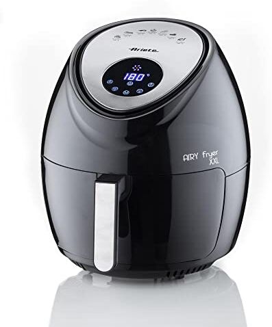 Ariete Airy Fryer XXL 4618, Friggitrice ad Aria 5.5 Litri, Timer da 60 Minuti, LCD e Touchscreen con 7 Modalità di Cottura, Temperatura Massima 200° C, Capacità 2,5Kg, 1800W, Nero