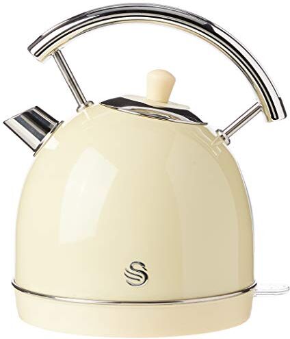 Swan Retro SK14630CN Bollitore Elettrico 1,8 Litri, Design Vintage, Spegnimento Automatico, Fili, Acciaio Inossidabile, Senza BPA, 3000 W, Crema, 1.8 Litri