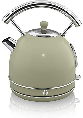 Swan Retro SK14630GN Bollitore Elettrico 1,8 Litri, Design Vintage, Spegnimento Automatico, Fili, Acciaio Inossidabile, Senza BPA, 3000 W, Verde, 1.8 Litri