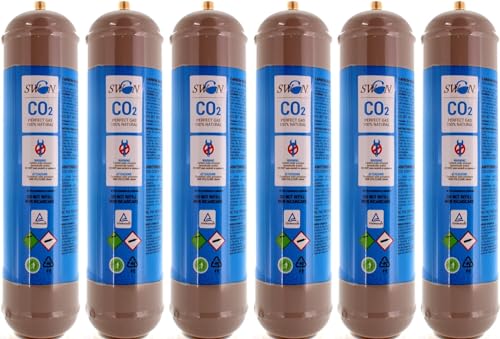 Swan 6 BOMBOLE CO2 USA E GETTA 600 Grammi E290 ALIMENTARE PER GASATORE ACQUA E REFRIGERATORE ATTACCO 11 x 1