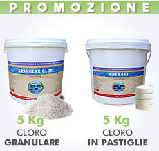 Piscine Italia 5 Kg Di Cloro Granulare In Polvere + 5 Kg Di Cloro In Pastiglie