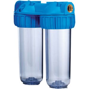 contenitore doppio per 2 filtri acqua 10 in/out 3/4 ottone col. opaco (or)