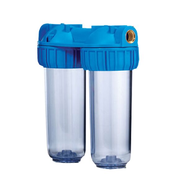 contenitore doppio per 2 filtri acqua 10 in/out 1 ottone col. opaco (or)