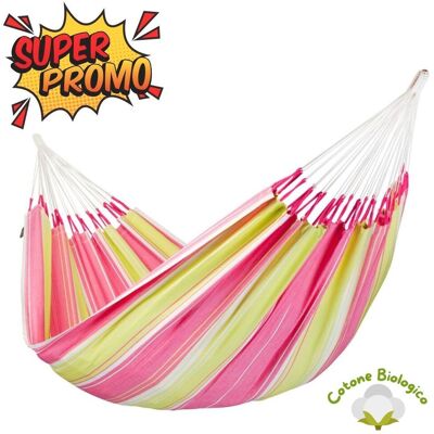 Amaca 100% Cotone Biologico Botanica rosa-Verde (Fs) Amaca 100% Cotone Biologico Botanica rosa-Verde (Fs)