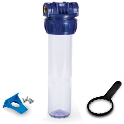 Contenitore Per Filtro Acqua Da 10" In/out Da 1" Colore Trasp.+ Chiave E Staffa Contenitore Per Filtro Acqua Da 10" In/out Da 1" Colore Trasp.+ Chiave E Staffa