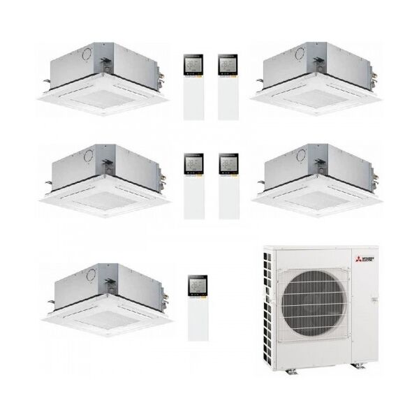 mitsubishi penta split 9+9+9+9+12 slz-m mxz-5f102vf condizionatore cassetta 2.5+2.5+2.5+2.5+3.5 kw r-32 bianco wifi opzionale