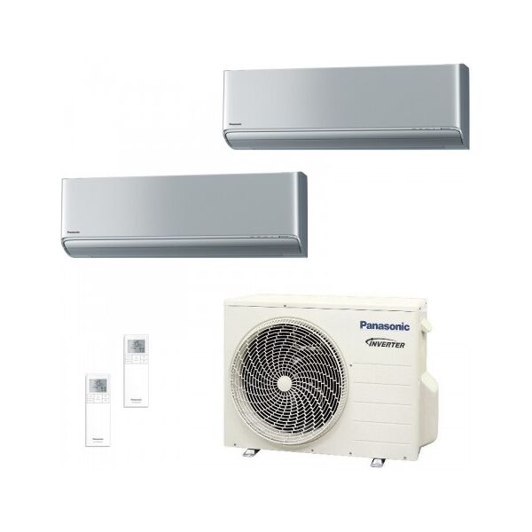 panasonic dual split 7+9 cu-2z35tbe cs-xz20zkew cs-xz25zkew condizionatore 2.0+2.5 kw serie xz etherea argento wifi r-32