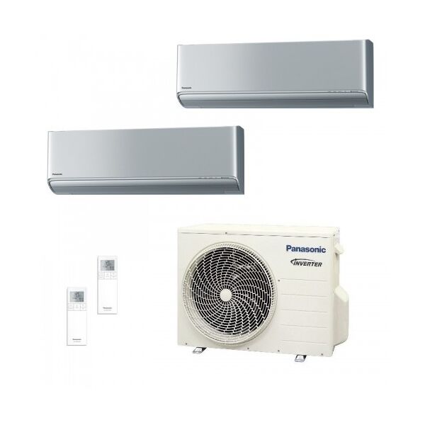 panasonic dual split 7+12 cu-2z35tbe cs-xz20zkew cs-xz35zkew condizionatore 2.0+3.5 kw serie xz etherea argento wifi r-32