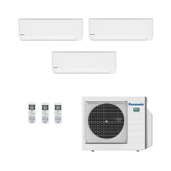 panasonic trial split 9+9+9 cu-3z52tbe cs-tz25zkew cs-tz25zkew cs-tz25zkew condizionatore 2.5+2.5+2.5 kw tz compatta bianco wifi