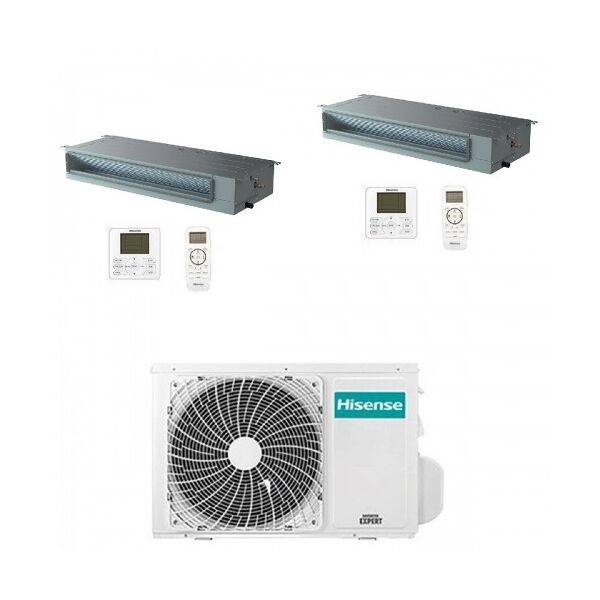 hisense climatizzatore dual split canalizzato 9000+12000 btu 2amw52u4rxc adt26ux4rbl8 adt35ux4rbl8  r-32 wifi opz 2.5+3.5 kw