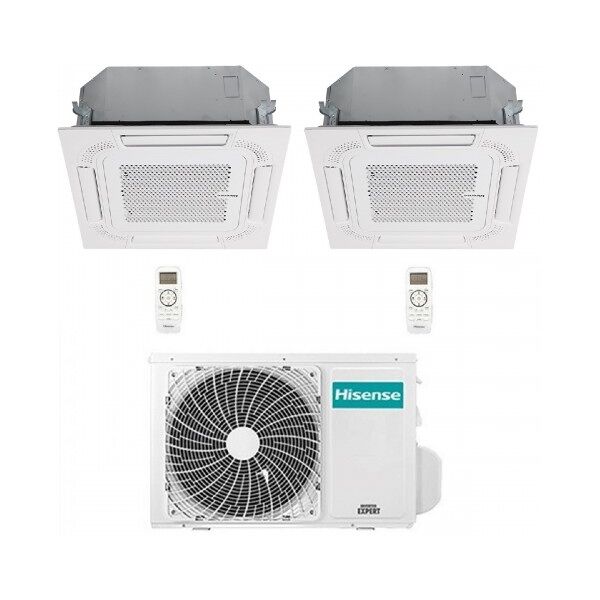 hisense climatizzatore dual split cassetta 60x60 9000+9000 btu 2amw42u4rgc act26ur4rcc8 act26ur4rcc8  r-32 wifi opz 2.5+2.5 kw