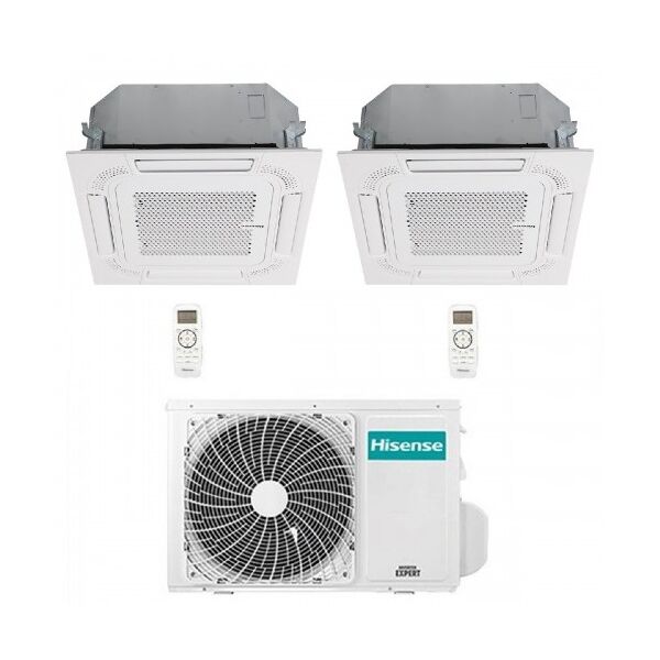 hisense climatizzatore dual split cassetta 60x60 9000+9000 btu 2amw52u4rxc act26ur4rcc8 act26ur4rcc8  r-32 wifi opz 2.5+2.5 kw