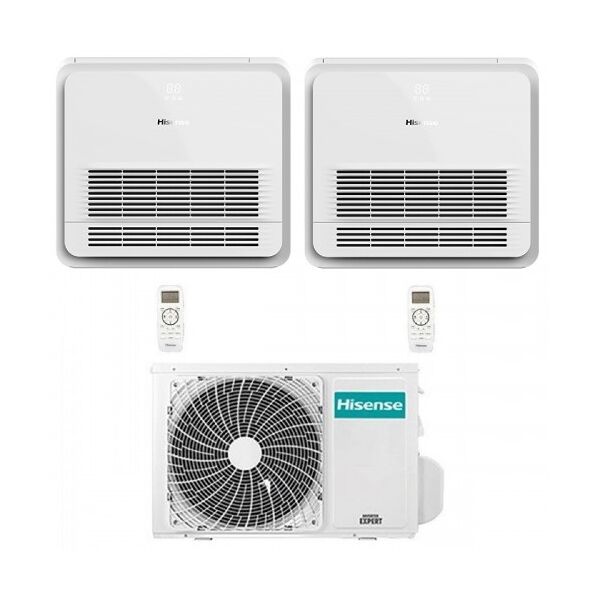 hisense climatizzatore dual split pavimento 9000+9000 btu 2amw52u4rxc akt26ur4rk8 akt26ur4rk8  r-32 wifi opz 2.5+2.5 kw