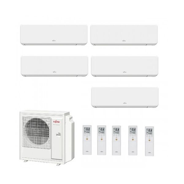 fujitsu penta split 9+9+12+12+12 kg wifi aoyg36kbta5 2x asyg09kgtf + 3x asyg12kgtf condizionatore bianco r-32