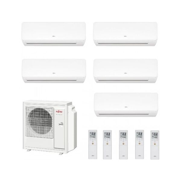 fujitsu penta split 7+7+7+7+12 km wifi aoyg36kbta5 4x asyg07kmcf + asyg12kmcf condizionatore bianco r-32