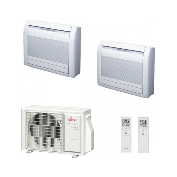 fujitsu dual split pavimento 12+12 btu aoyg18kbta2 agyg12kvca agyg12kvca condizionatore kv wifi opzionale r-32 3.5+3.5 kw