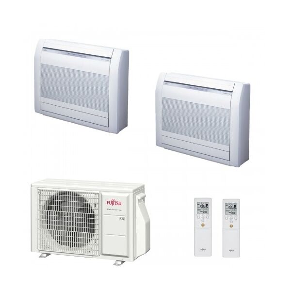 fujitsu dual split pavimento 12+12 btu aoyg24kbta3 agyg12kvca agyg12kvca condizionatore kv wifi opzionale r-32 3.5+3.5 kw