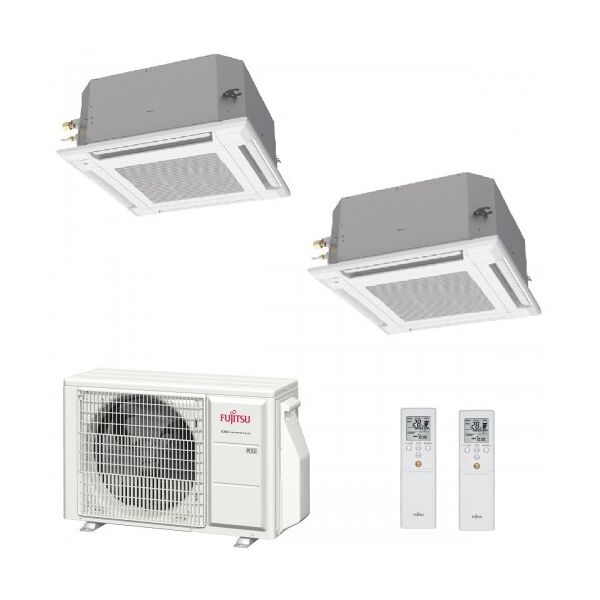 fujitsu dual split cassetta 7+12 btu aoyg14kbta2 auxg07kvla auxg12kvla condizionatore kv compatte r-32 2.0+3.5 kw