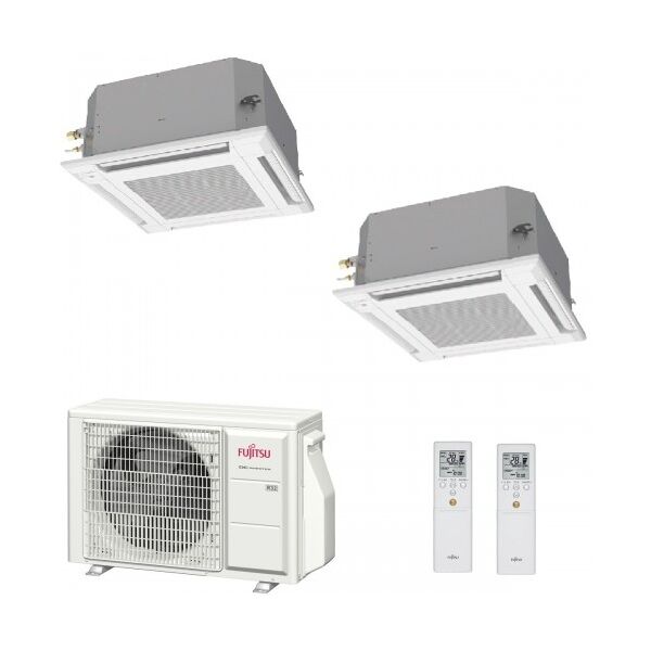 fujitsu dual split cassetta 12+15 btu aoyg18kbta2 auxg12kvla auxg14kvla condizionatore kv compatte r-32 3.5+4.2 kw