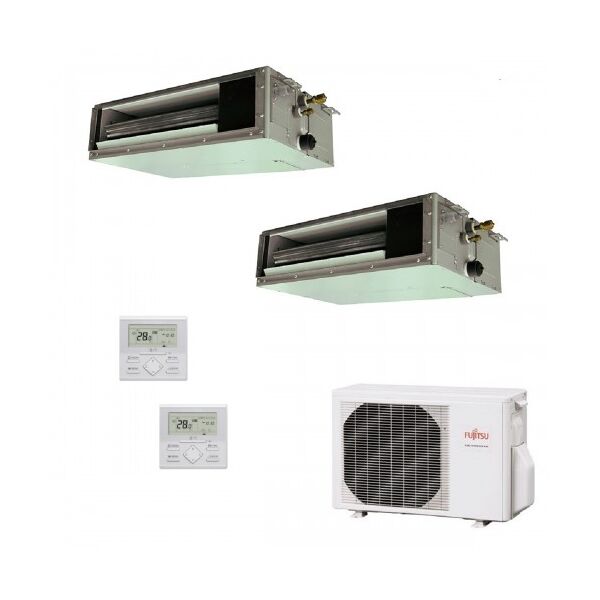 fujitsu dual split canalizzabile 7+15 btu aoyg18kbta2 arxg07kslap arxg14kslap condizionatore ks mini r-32 2.0+4.2 kw