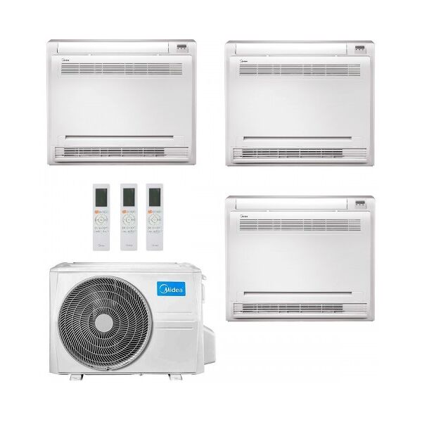 midea trial split 9+9+18 btu pavimento m4oe-28hfn8-q con 2 unità mfa2u-09hrfnx(ga) + mfa2u-17hrfnx(ga) condizionatore r-32