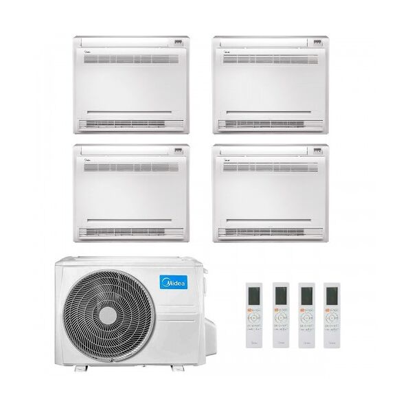 midea quadri split 9+9+9+9 btu pavimento m4oe-28hfn8-q con 4 unità mfa2u-09hrfnx(ga) condizionatore r-32  a++ a+