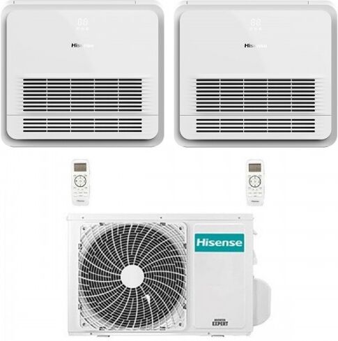 hisense climatizzatore dual split pavimento 9000+18000 btu 3amw62u4rjc akt26ur4rk8 akt52ur4rk8  r-32 wifi opz 2.5+5.0 kw