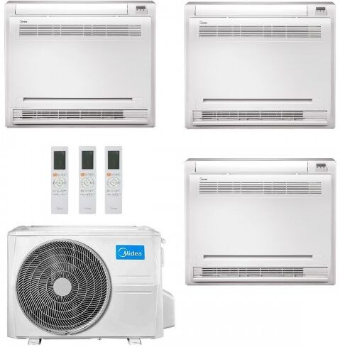 midea trial split 9+9+18 btu pavimento m4oe-28hfn8-q con 2 unità mfa2u-09hrfnx(ga) + mfa2u-17hrfnx(ga) condizionatore r-32