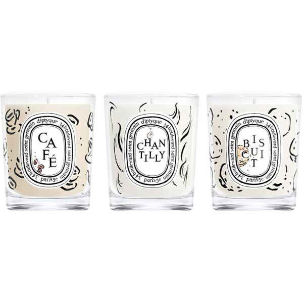 diptyque paris candela caffé / chantilly / biscuit - les délicieuses 70 gr x 3