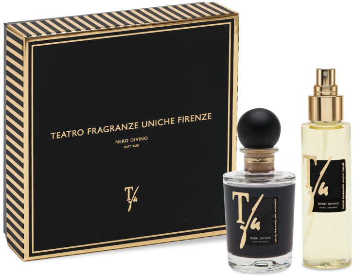 teatro fragranze uniche teatro fragranze uniche nero divino 100 ml diffusore con bastoncini + 100 ml spray tessuto