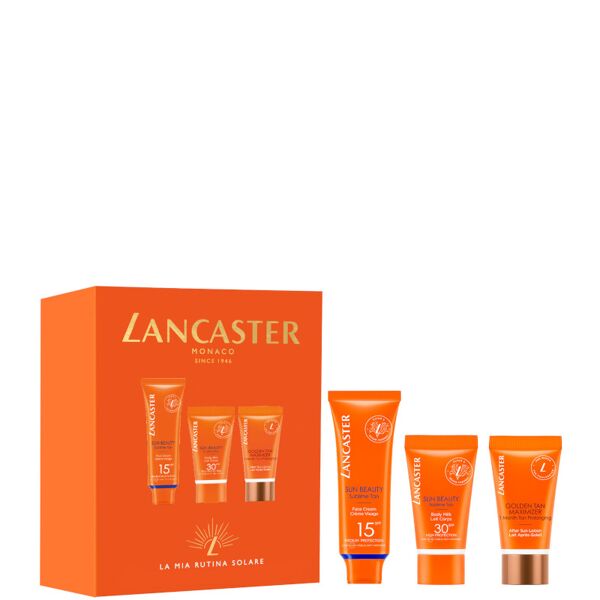 lancaster sun beauty - face cream spf 15 confezione 50 ml crema viso spf 15 + 50 ml crema corpo spf 30 + 50 ml lozione doposole