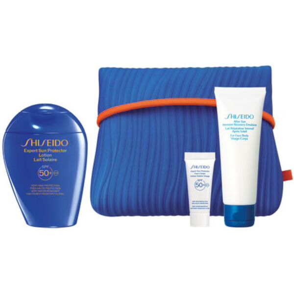 shiseido expert sun protector lotion spf 50+ face / body confezione 150 lozione viso/corpo + 75 ml emulsione doposole + 5 ml crema viso