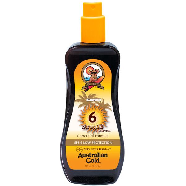 australian gold spray oil sunscreen spf 6 con olio di carota 237 ml