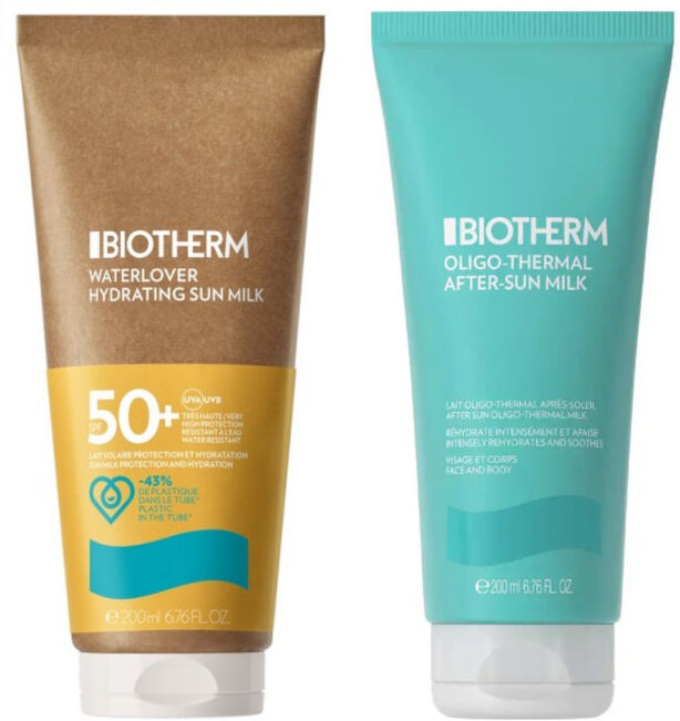 biotherm waterlover hydrating sun milk spf 50+ + oligo-thermal after sun milk 200 ml crema solare corpo spf 50 + 200 ml crema doposole corpo