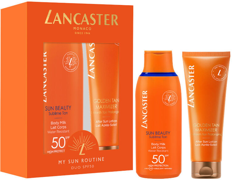 lancaster sun beauty - body milk spf 50 + golden tan maximizer - after sun lotion body & face 175 ml latte corpo spf 50 + 125 ml lozione doposole