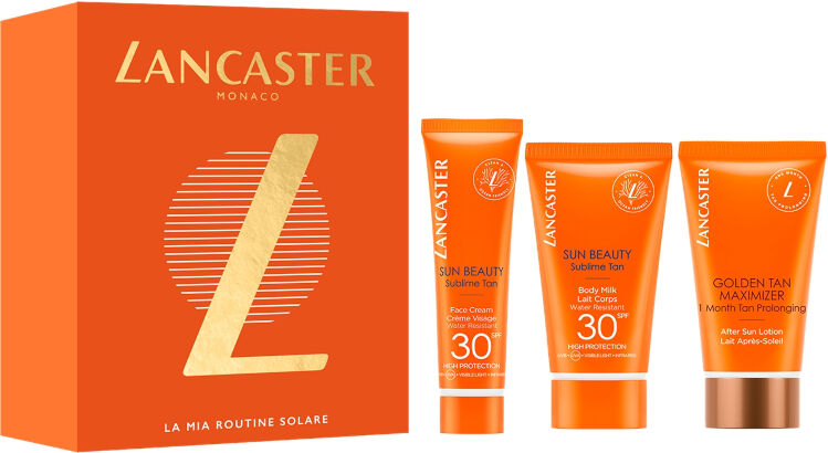 lancaster my sun routine trio spf 30 confezione 30 ml crema viso spf 30 + 50 ml crema corpo spf30 + 50 ml crema doposole