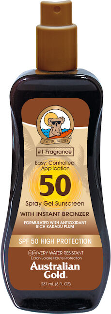 Australian Gold Spray Gels Sunscreen SPF 50 con effetto Bronze 237 ML