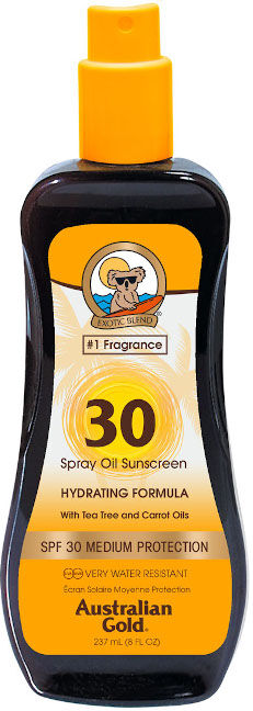 Australian Gold Spray Oil Sunscreen SPF 30 con Olio di Carota 237 ML