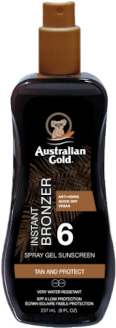 Australian Gold Spray Gels Sunscreen SPF 6 Instant Bronzer Whit Bronzer 237 ML