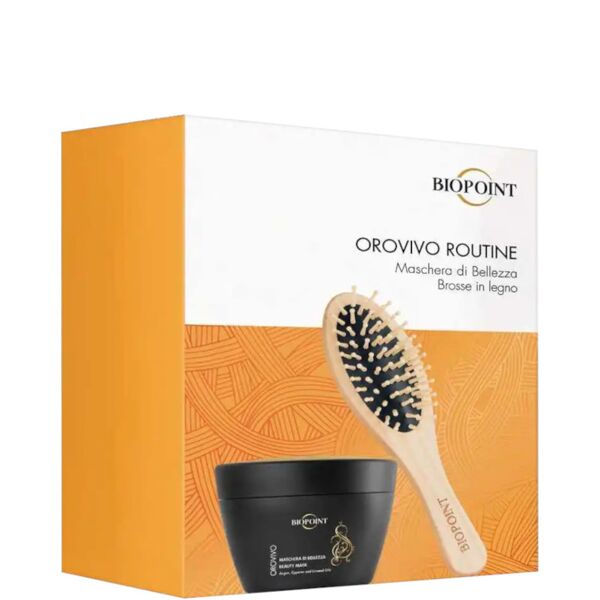 biopoint orovivo maschera di bellezza + brosse in legno 200 ml maschera capelli + spazzola in legno