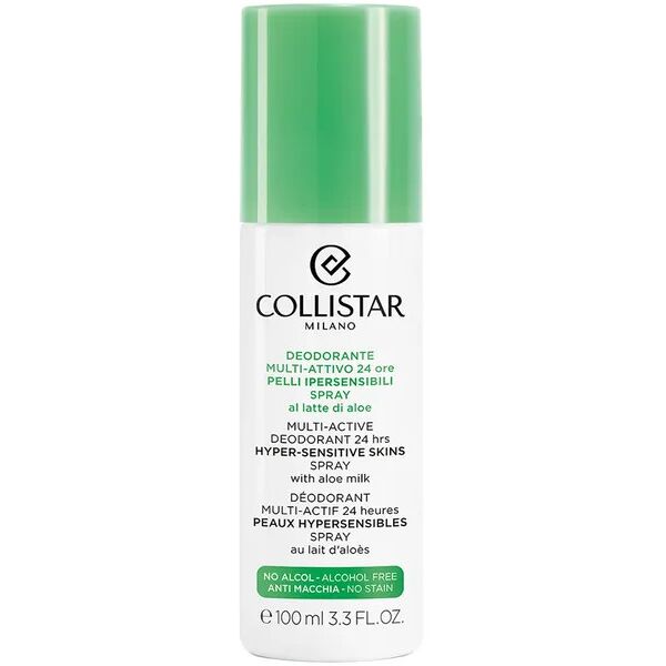 collistar deodorante multi attivo pelli ipersensibili 24 ore spray al latte di aloe alcohol free 100 ml