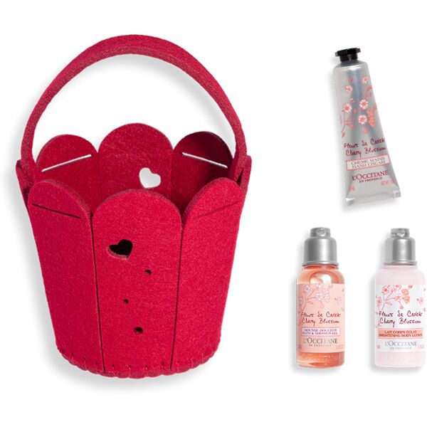 l'occitane en provence cherry blossom - basket 35 ml shower gel + 35 ml body lotion + 30 ml crema mani*