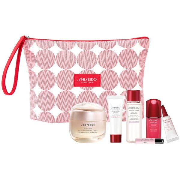 shiseido benefiance wrinkle smoothing cream confezione 50 ml crema viso + 15 ml detergente viso + 30 ml lozione viso + 10 ml siero viso + 3 ml siero o