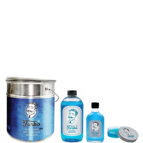 furbo furbo blu after shave + shower shampoo + aqua wax cera per capelli confezione 200 ml lozione dopo barba + 500 ml gel doccia e shampoo + 100 ml g