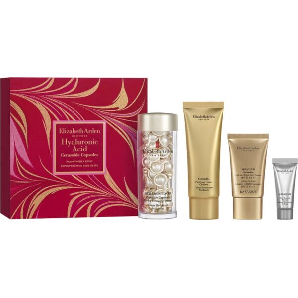 elizabeth arden hyaluronic acid ceramide capsule hydra-plumping serum confezione 60 capsule viso + 15 ml crema viso + 50 ml detergente viso + 5 ml boo