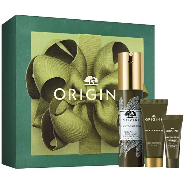 origins origins plantscription multi-powered youth serum confezione 30 ml siero viso + 15 ml crema viso + 5 ml crema contorno occhi