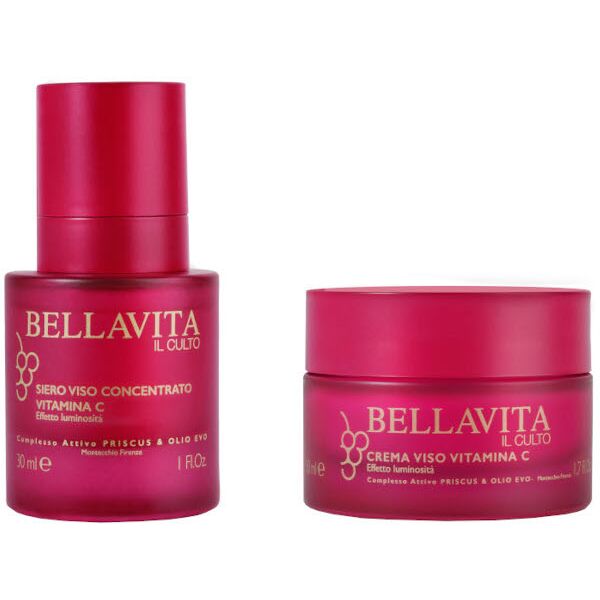 bellavita il culto priscus & olio evo - crema viso vitamina c effetto luminosità confezione 50 ml crema viso + 30 ml siero viso