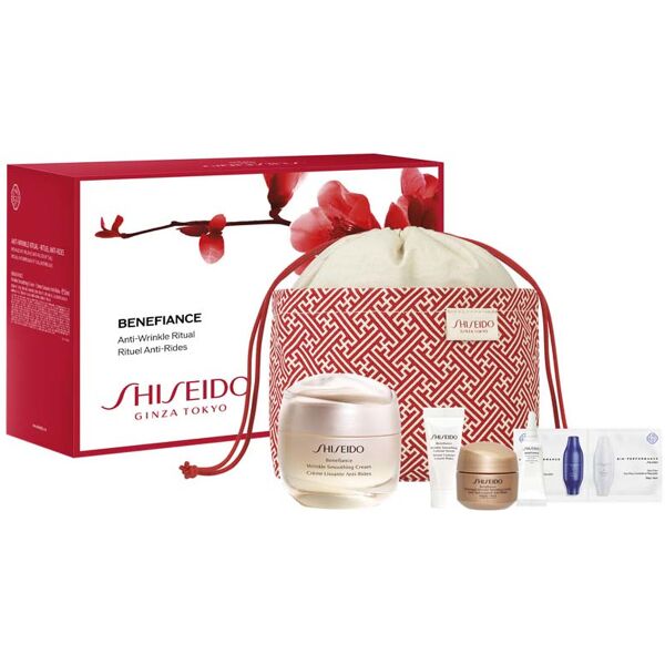 shiseido benefiance wrinkle smoothing cream confezione 50ml crema viso giorno + 5 ml siero viso + 15 ml crema viso notte + 3 ml crema contorno occhi