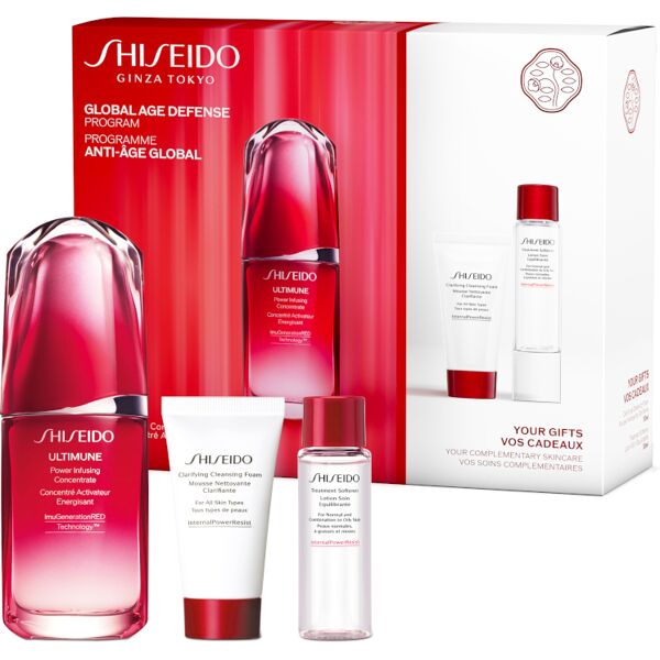 shiseido ultimune power infusing concentrate confezione 50 ml siero viso + 30 ml detergente schiumogeno + 30 ml lozione riequilibrante