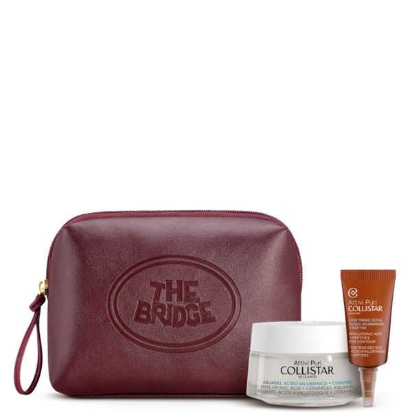 collistar attivi puri aquagel acido ialuronico + ceramidi confezione the bridge 50 ml crema viso giorno + 5 ml contorno occhi + beauty bag the bridge